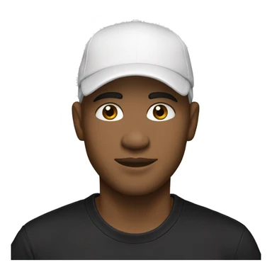 man, light skin tone, wearing white cap, side profile, wearing black t-shirt sticker