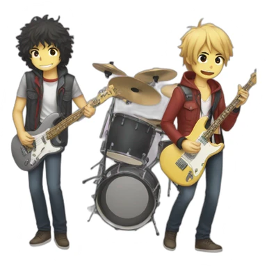 jamming band anime style sticker