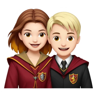 Barbara Palvin as a gryffindor laughing with Draco Malfoy sticker