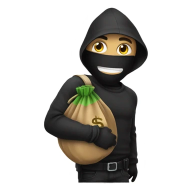 Robber emoji with a moneybag on shoulder sticker