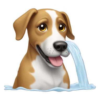 Dog taking a shower  sticker