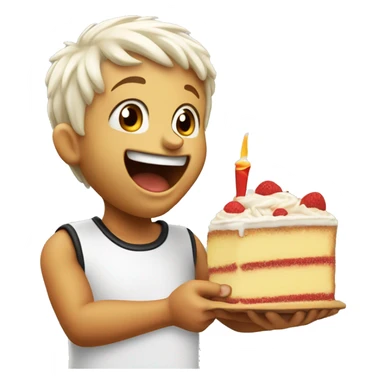 Create a Logo of A cute naughty kid whose face is full cream he has eaten the cake from and is holding on to a soccer football in his and is laughing innocently when asked what happened to the cake sticker