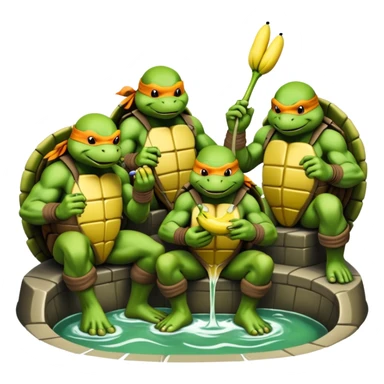 Ninja turtles eating bananas sticker
