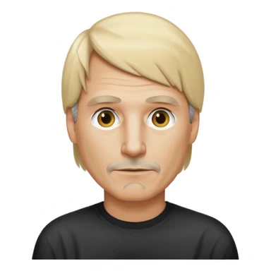 Steve Jobs with blonde hair and a nifty shirt, emoji style sticker