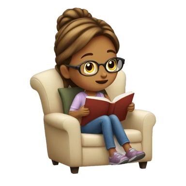 Girl sitting in a chair reading a book sticker