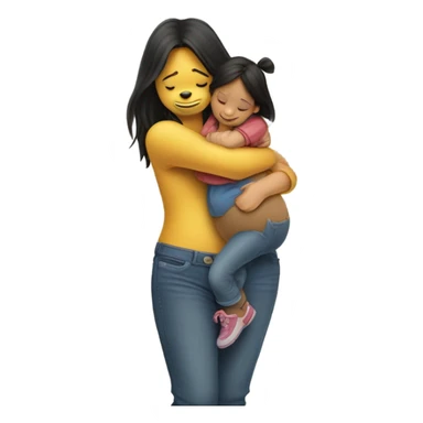 Winne the Pooh hugging pretty brunette girl wearing jeans sticker