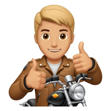 motorcyclist with a thumbs up sticker