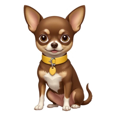 Chihuahua color chocolate con las patitas y pecho color café claro, un pequeño collar amarillo  sticker