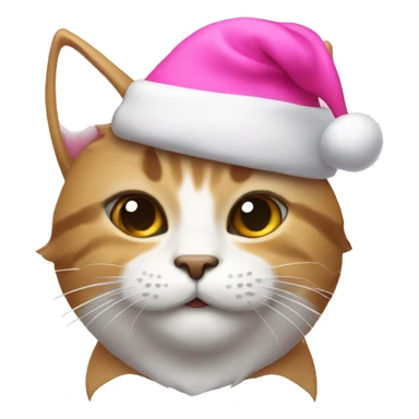 Cat with pink Santa hat  sticker