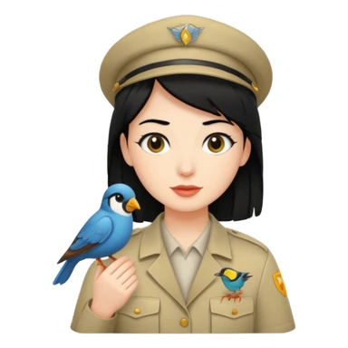 Zookeeper with black hair and bird sticker