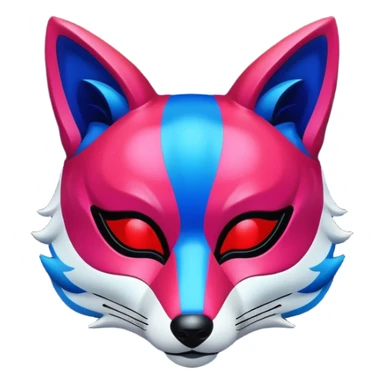Luminous and neon mask with red, blue and pink fox glow. sticker