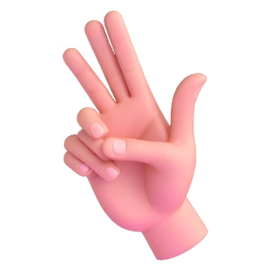 WhatsApp emoji style hand, palm facing forward, pinky finger raised and pointing, other fingers curled, 3D emoji style sticker