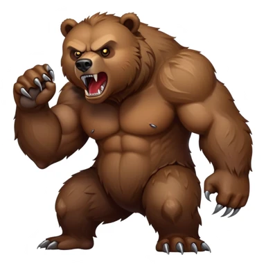 Tough wild grizzly bear with angry eyes, sharp teeth, and powerful stance sticker