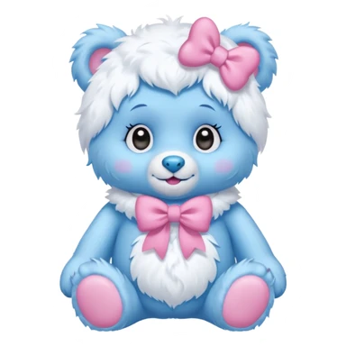blue girl care bear yeti with bow sticker