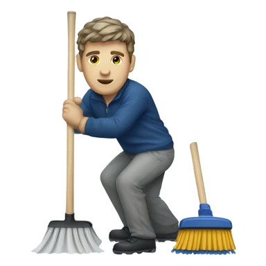 A sweeper in curling sticker