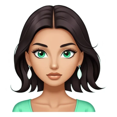 glamorous white fashion model wearing mint green top, with dramatic long eyelashes sticker