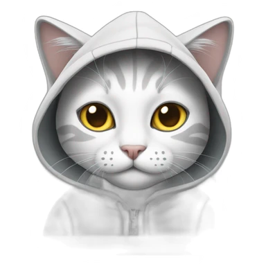 White and grey cat with hoodie sticker