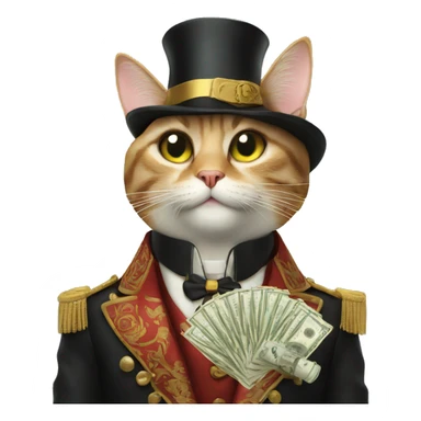 Cat with a cigarette with money signs in his eyes wearing fancy clothes sticker