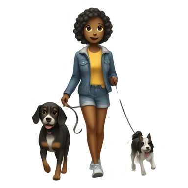  cute black girl walking dog sticker