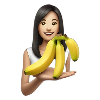 banana in woman hand sticker