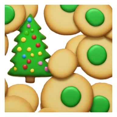 Just One simple Round plain cookie no chips with a green Christmas tree in the center top very basic sticker