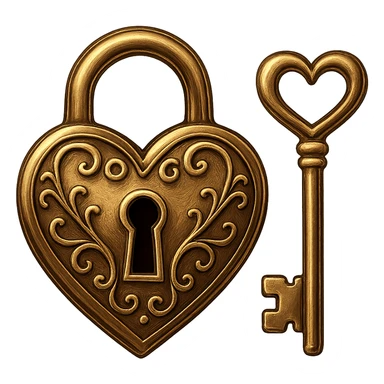 heart-shaped lock and key sticker