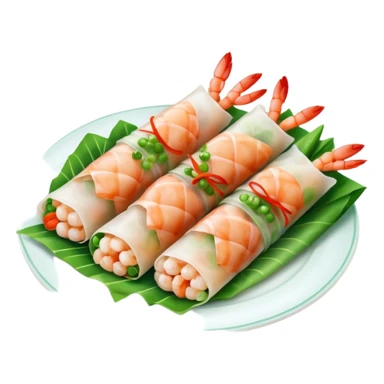 Vietnamese spring roll with a shrimp and green onion sticker