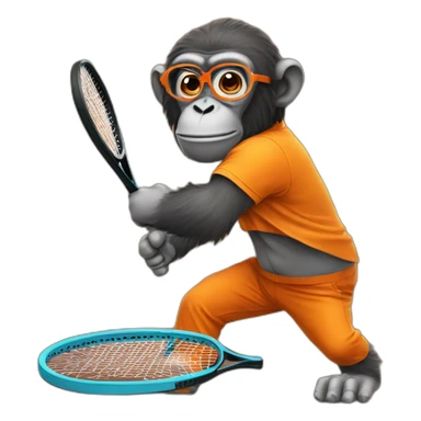 ape playing tennis in orange shirt with glasses sticker
