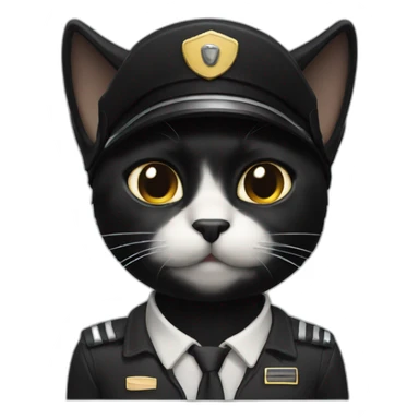 black cat that is a pilot with cream smudge on face sticker