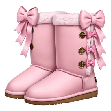 realistic pastel pink uggs with bows on the back sticker