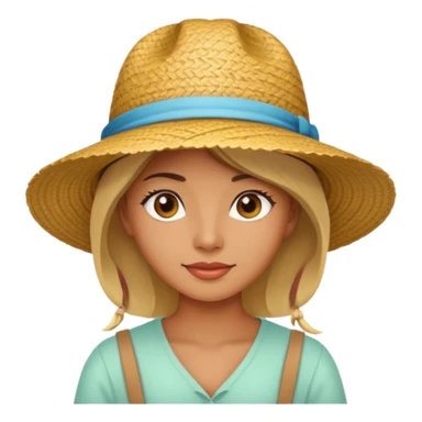 full body woman with straw hat sticker