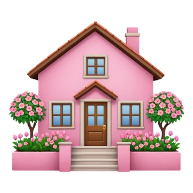 Pink house with flowers sticker