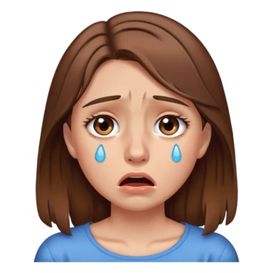 Girl crying with tears down her face brown hair  sticker