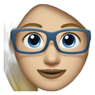 a blond woman with ponytail blue eyes glasses mac computer sticker