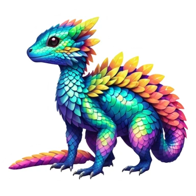 Tropical lush warm-colored neon-colored Fakémon-Trico-creature (full body) sticker