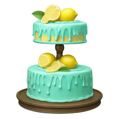 Isolated realistic layered lemon cake on tiffany blue cake stand. sticker