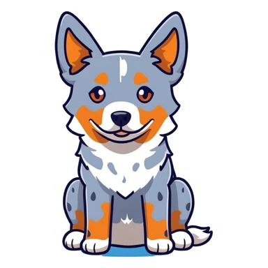 cute blue heeler cattle dog head with characteristic blue-gray speckled coat and alert expression sticker