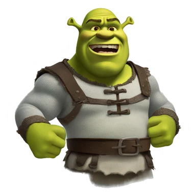 Shrek yelling at the clouds with his fist raised  sticker