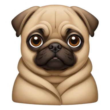 Cinematic Noble Fawn Pug Portrait Emoji, Poised and regal, with a compact, sturdy build and a sleek, well-groomed fawn coat, deep-set soulful dark eyes, Simplified yet sharp and sophisticated features, highly detailed, glowing with a soft, dignified glow, high shine, intelligent and spirited, stylized with an air of confidence, focused and attentive, soft glowing outline, capturing the essence of a watchful and commanding companion, so majestic it feels as though it could prance out of the screen with effortless authority! sticker