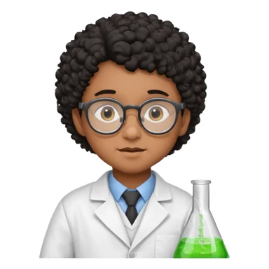 kid boy scientist brown skin, black curly hair sticker