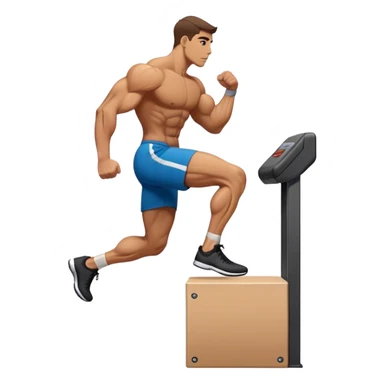 buff man step onto plyo-box side-view sticker
