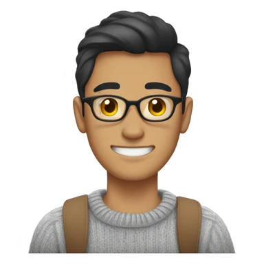 slightly whiter, filipino guy, 18 y.o with glasses wih sweater, thumbs up sticker