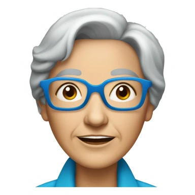 old lady with blue hexagon glasses and straight grey bob  sticker