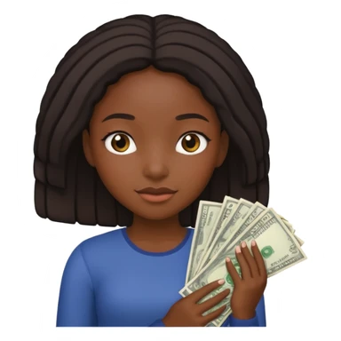 Baddie Black girl holding a stack of money sticker