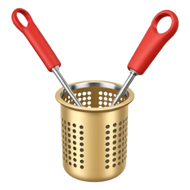 Vertical potato masher with perforated bottom. sticker