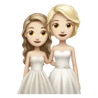 pale girl with brown hair marrying blonde girl sticker