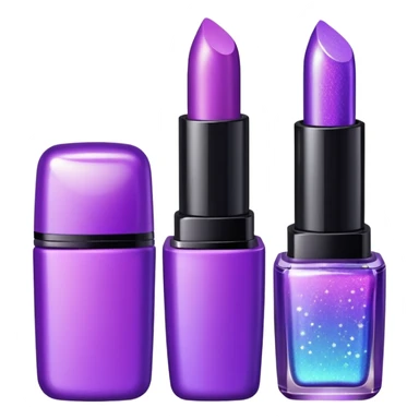 cosmetics (lipstick, perfume, mascara,..) with sparkle, purple sticker