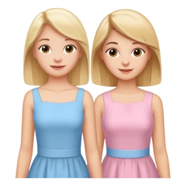 happy princesses blonde girl in light blue dress and brunette girl in light pink dress sticker