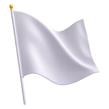 white flag, 3D style, simple icon, no text, transparent background sticker
