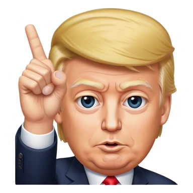 Donald Trump is pointing his finger up, super realistic sticker